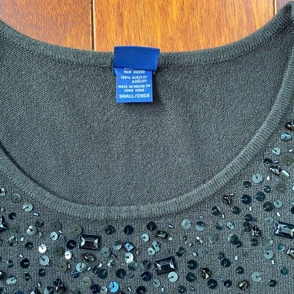 Basic Editions Sweater Pullover Embellished Sequi… - image 5